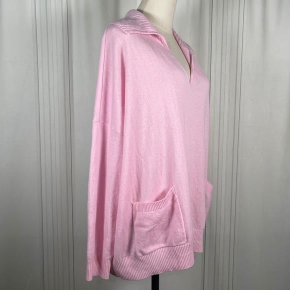 Minnie‎ Rose Light Pink 100% Cashmere Collared V Neck Tight Knit Sweater Size 2X - Picture 4 of 16